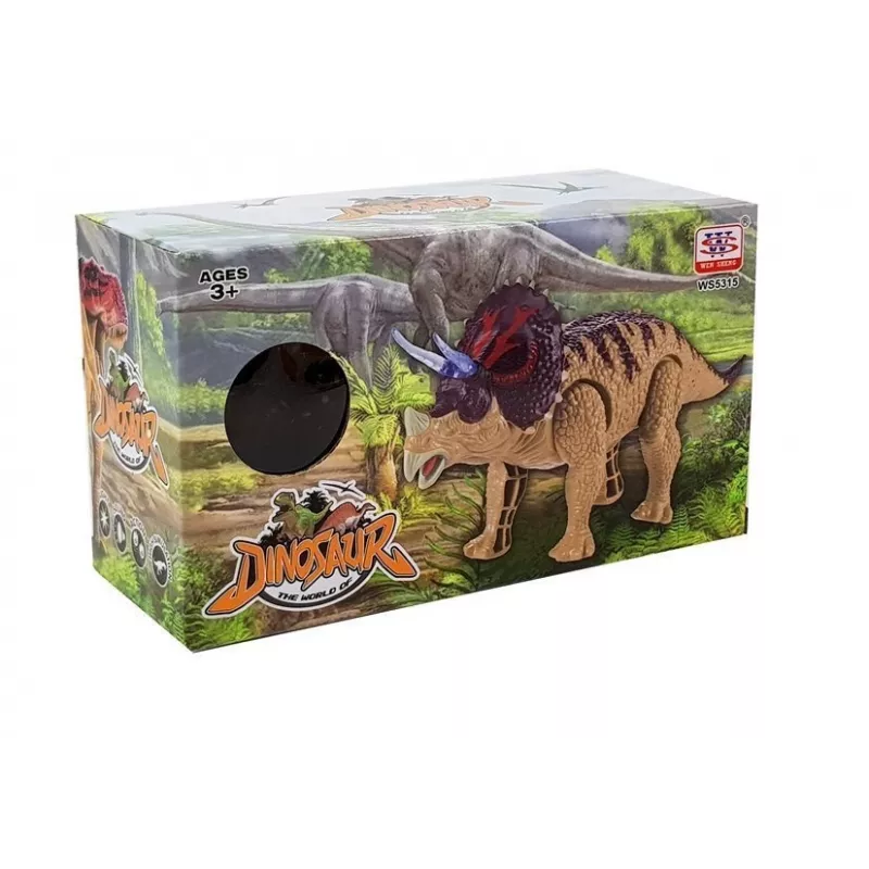LEAN TOYS Dinosaurio Triceratops a pilas amarillo