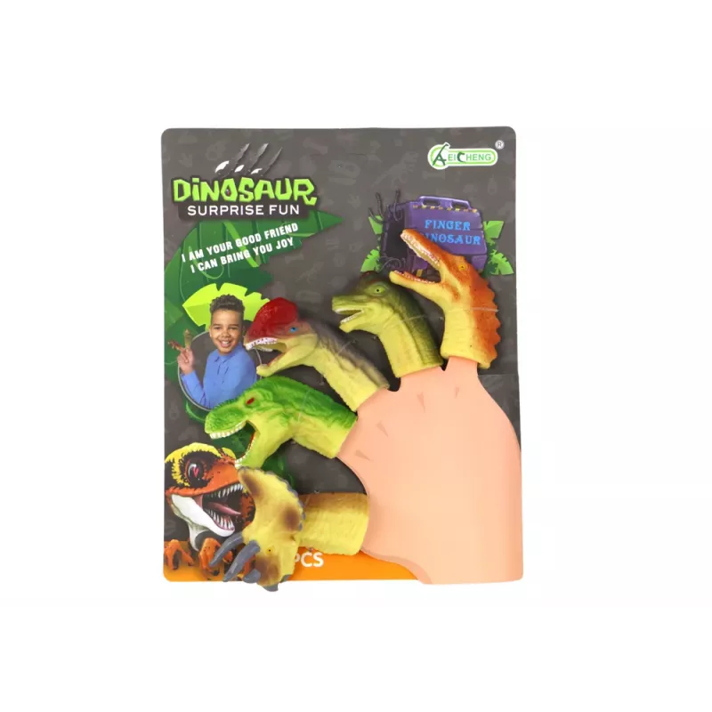 LEAN TOYS Marionetas de dedo dinosaurio sensoriales de goma