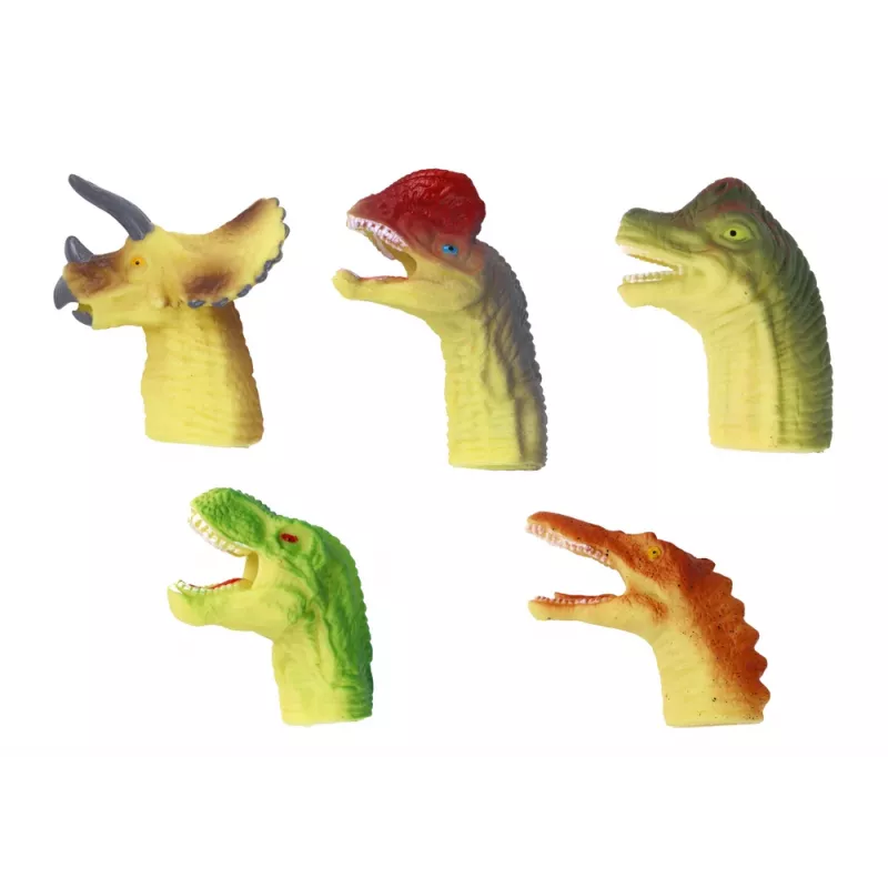 LEAN TOYS Marionetas de dedo dinosaurio sensoriales de goma