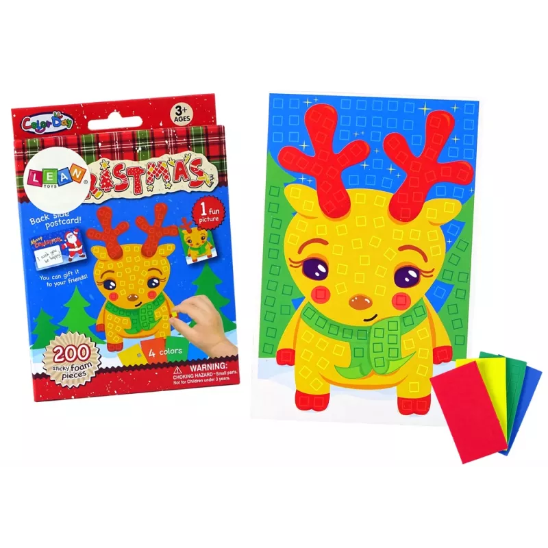 LEAN TOYS Set DIY mosaico de colores reno de Navidad para pegar