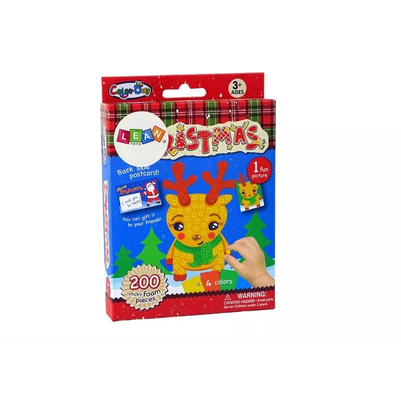 LEAN TOYS Set DIY mosaico de colores reno de Navidad para pegar