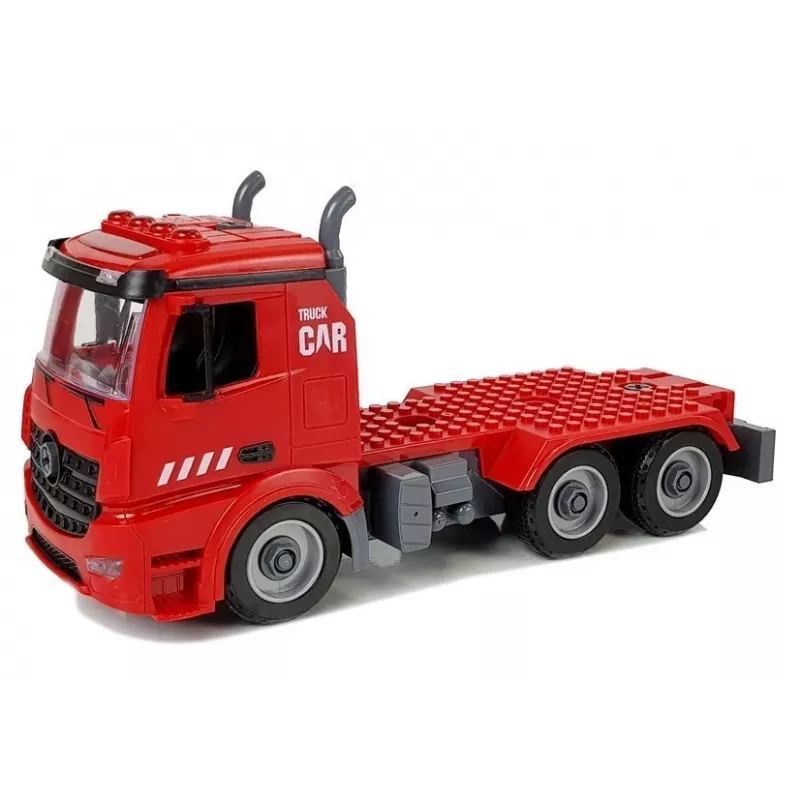 LEAN TOYS Camión de bomberos DIY 2en1 Kit con escalera desmontable, destornillador, efectos de sonido y luz, casco