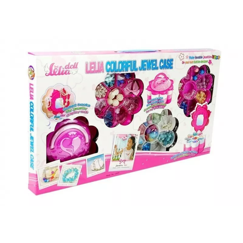LEAN TOYS Set de abalorios de joyería DIY caja espejo plegable