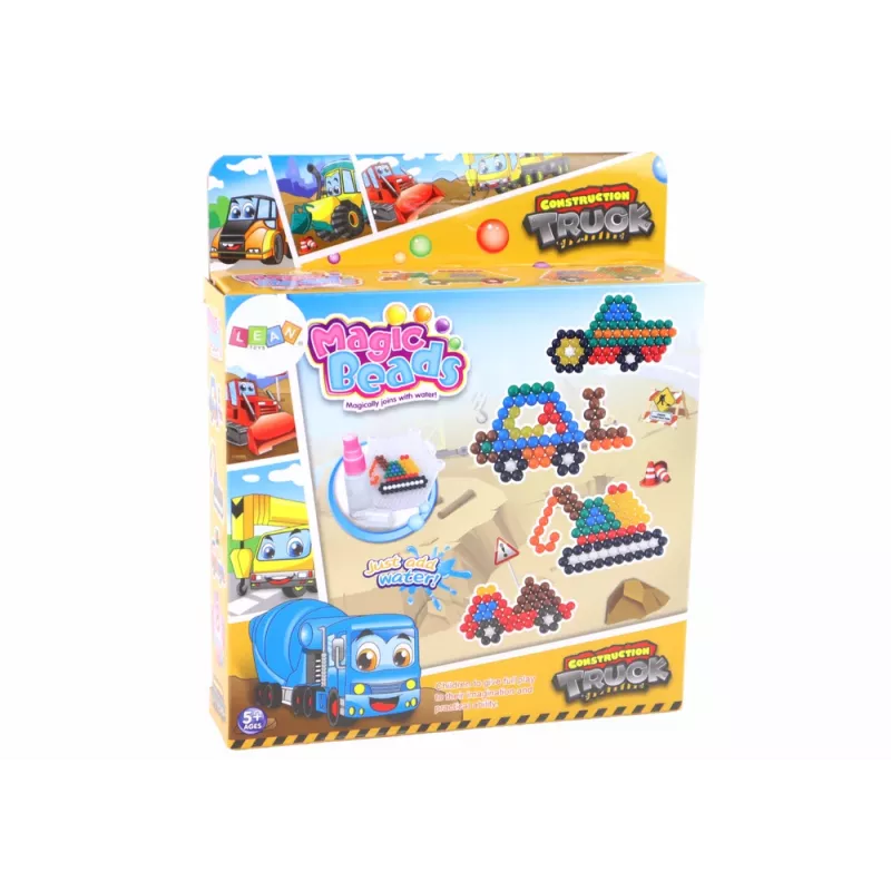 LEAN TOYS Set DIY Bolas de Agua Abalorios Mágicos 8 Colores Vehículos de Construcción