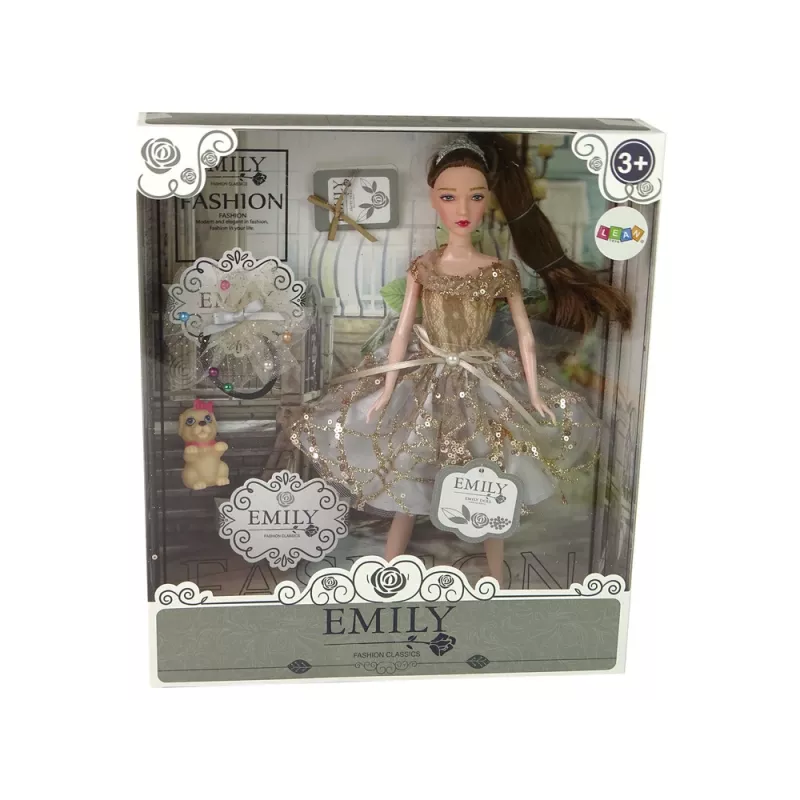 LEAN TOYS Muñeca para niños Emily con perro de pelo largo