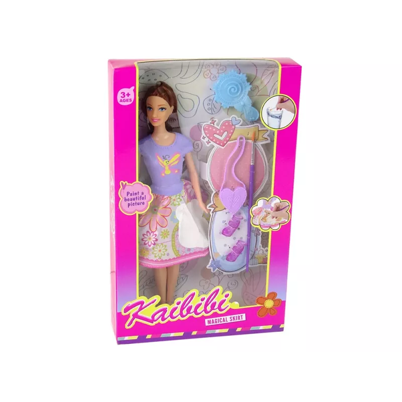 LEAN TOYS Muñeca con pelo largo y vestido de pintar
