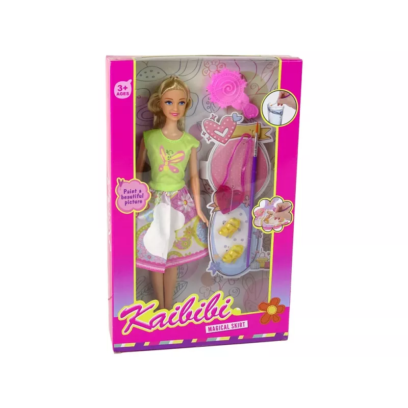 LEAN TOYS Muñeca con pelo largo y vestido de pintar