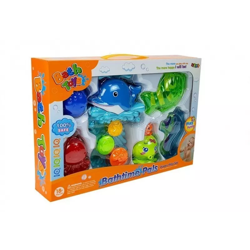 LEAN TOYS Set de baño delfín animales marinos cascada de plástico