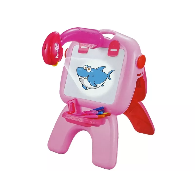 LEAN TOYS Pizarra de doble cara tizas soporte proyector de imágenes rosa