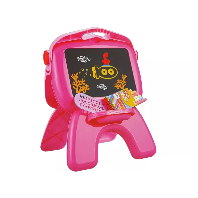 LEAN TOYS Pizarra de doble cara tizas soporte proyector de imágenes rosa