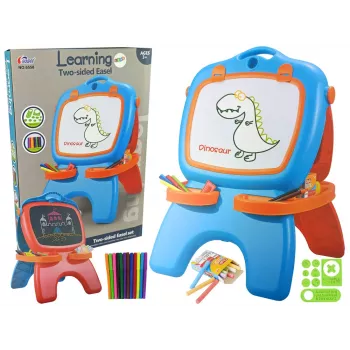 LEAN TOYS Pizarra magnética de tiza de doble cara con plantillas azules y rojas