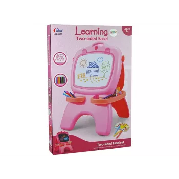LEAN TOYS Pizarra magnética de tiza de doble cara rosa con plantillas