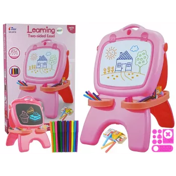 LEAN TOYS Pizarra magnética de tiza de doble cara rosa con plantillas