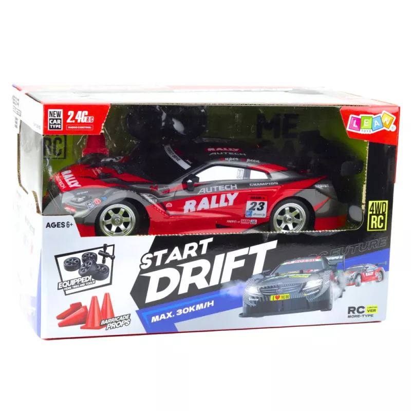 LEAN TOYS Coche de drift racing RC Rojo Negro 30km/h 1:16