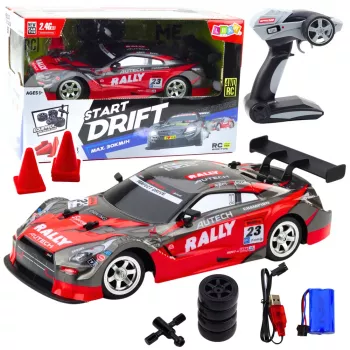LEAN TOYS Coche de drift racing RC Rojo Negro 30km/h 1:16
