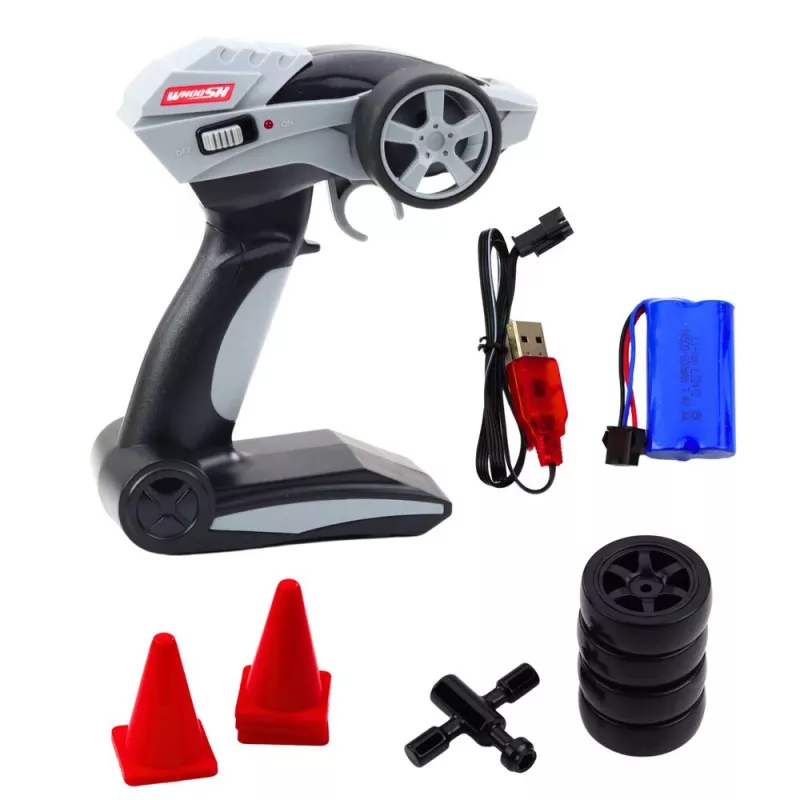 LEAN TOYS Coche de derrape RC negro carbono 30 km/h 1:16