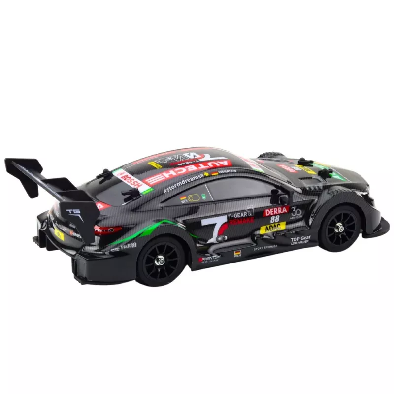 LEAN TOYS Coche de derrape RC negro carbono 30 km/h 1:16