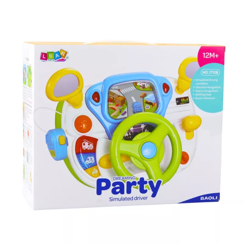 LEAN TOYS Simulador de conducción Volante educativo con sonidos y luces interactivos
