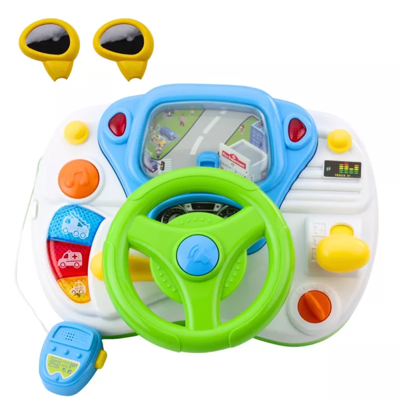LEAN TOYS Simulador de conducción Volante educativo con sonidos y luces interactivos