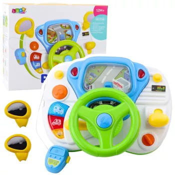 LEAN TOYS Simulador de conducción Volante educativo con sonidos y luces interactivos