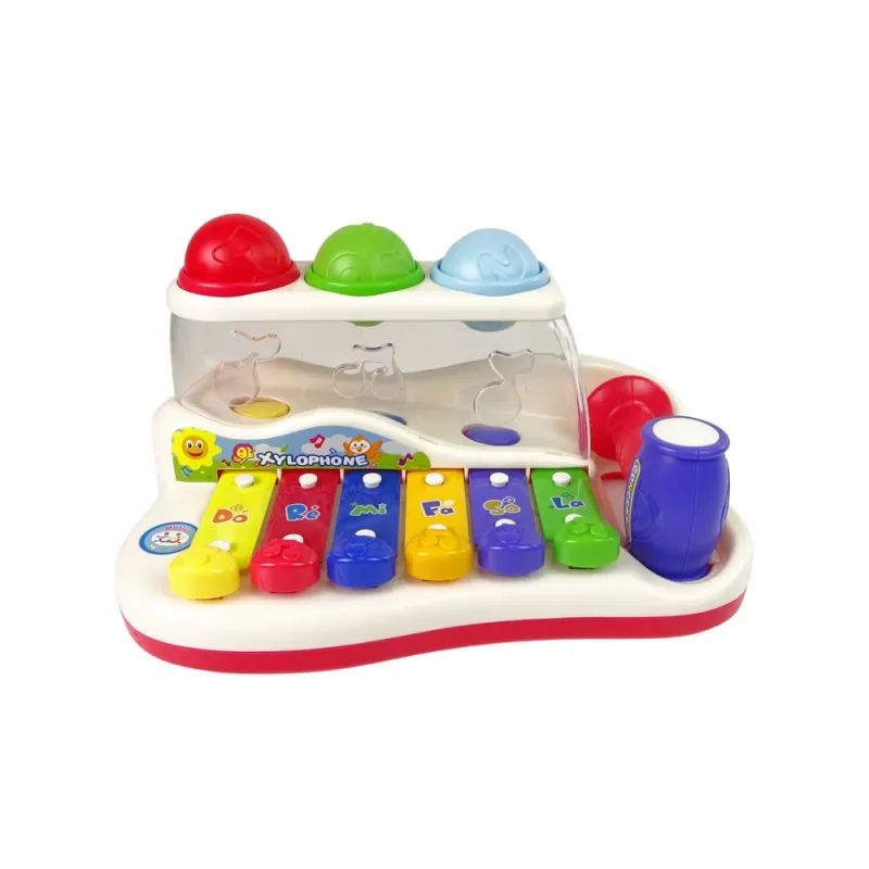 LEAN TOYS Dulcémele didáctico para niños pequeños con martillo y bolas de colores