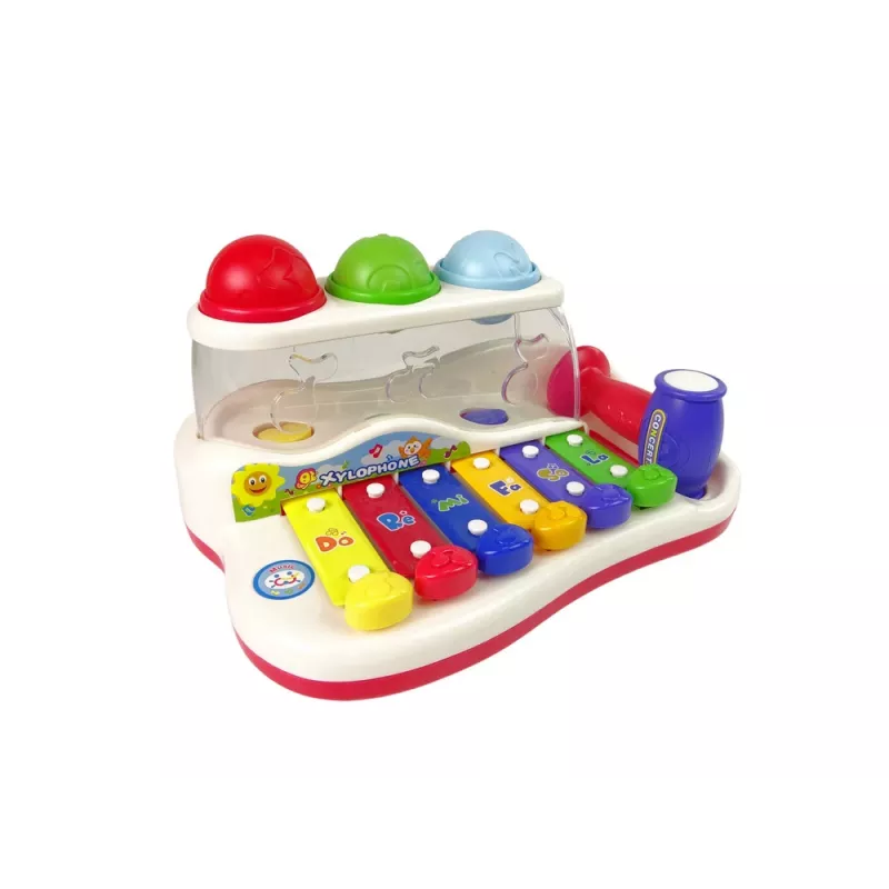 LEAN TOYS Dulcémele didáctico para niños pequeños con martillo y bolas de colores