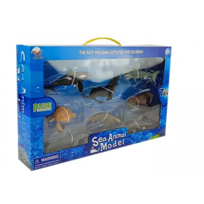 LEAN TOYS Figuras didácticas animales marinos 8 piezas tiburones foca delfín morsa tortuga