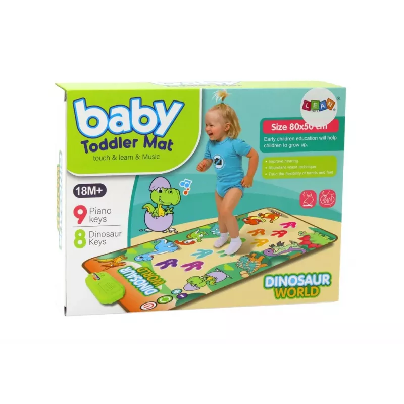 LEAN TOYS Alfombra de baile interactiva educativa dinosaurios luces sonidos