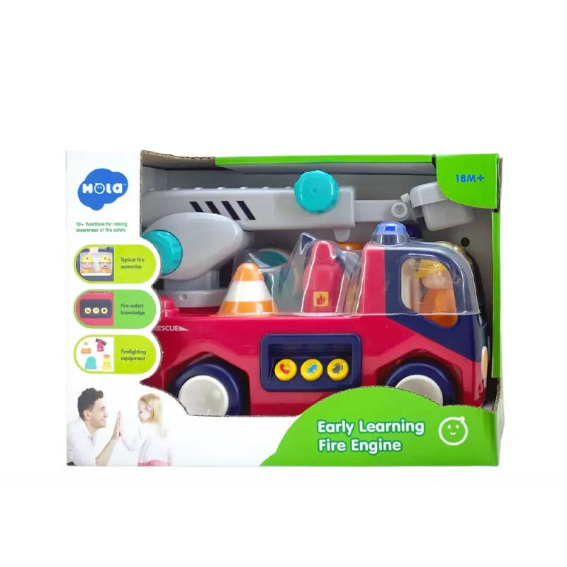 LEAN TOYS Parque de bomberos interactivo educativo para niños pequeños con sonido y luz