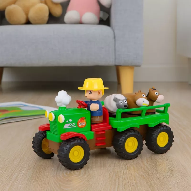 LEAN TOYS Tractor interactivo educativo para niños pequeños con animales, luces y sonidos