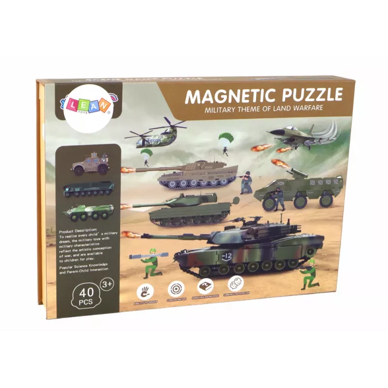 LEAN TOYS Set de puzzle magnético educativo - Temática de guerra terrestre