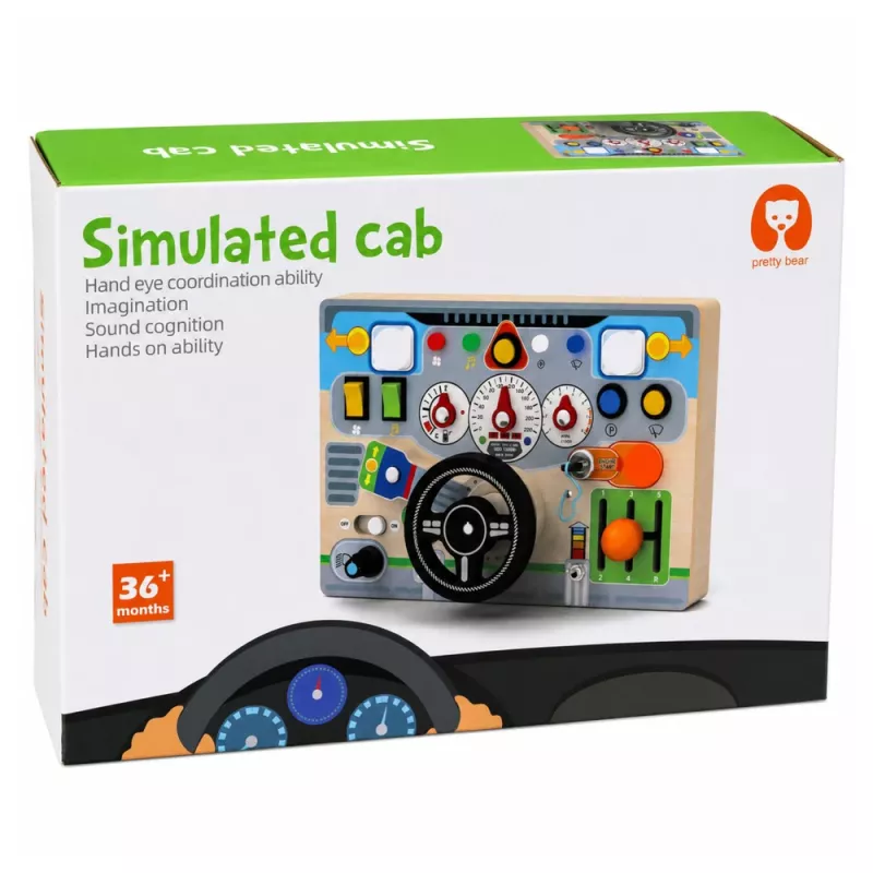 LEAN TOYS Tablero de manipulación educativo simulador volante luces sonidos