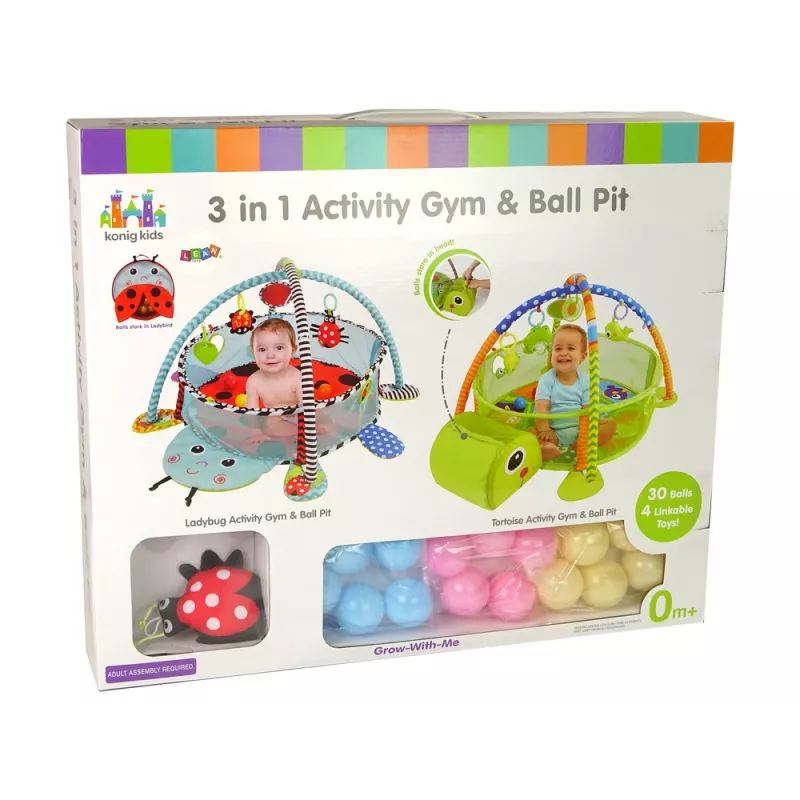 LEAN TOYS Manta de aprendizaje con parque de juegos tortuga y bolas para bebés