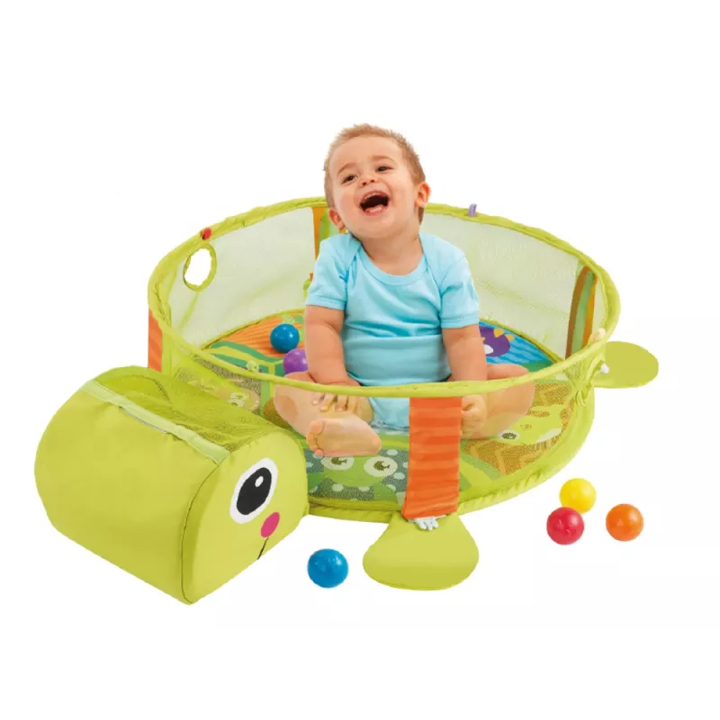 LEAN TOYS Manta de aprendizaje con parque de juegos tortuga y bolas para bebés
