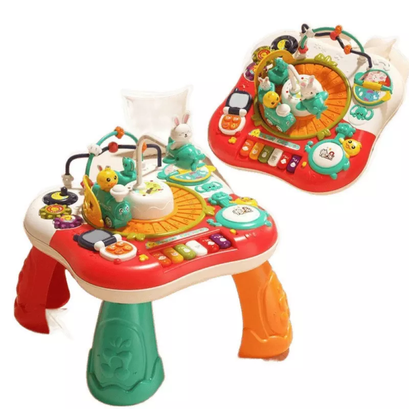 Mesa de aprendizaje LEAN TOYS panel de música interactivo piano 2 en 1 rojo