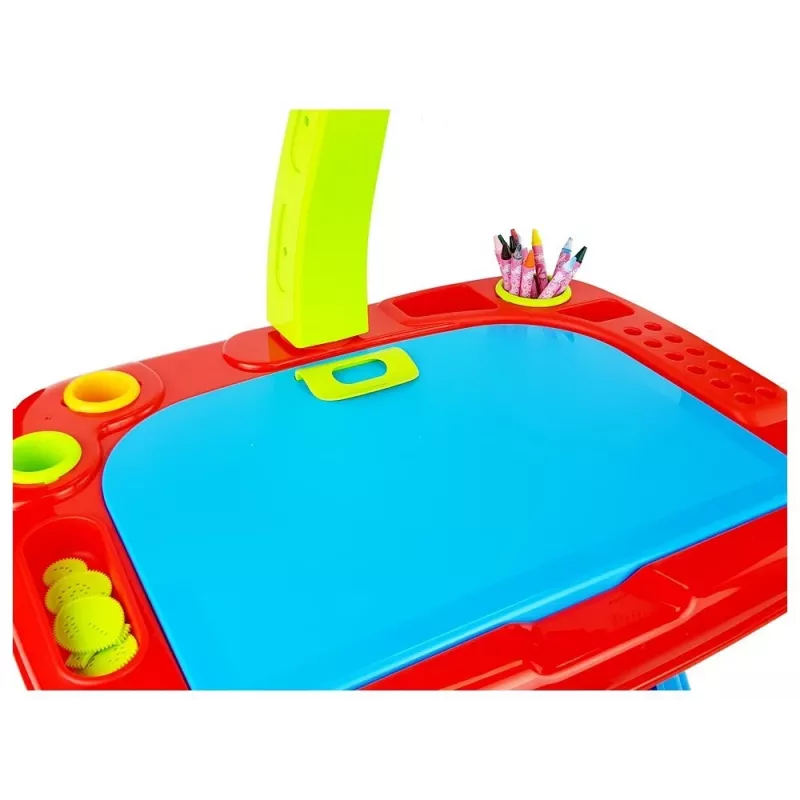 LEAN TOYS Mesa de aprendizaje con proyector, silla, lápices de colores, imanes, letras y números