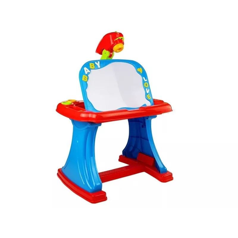 LEAN TOYS Mesa de aprendizaje con proyector, silla, lápices de colores, imanes, letras y números
