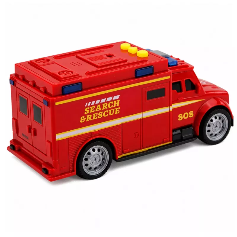 LEAN TOYS Vehículo de emergencia ambulancia luz sonido rojo 1:32