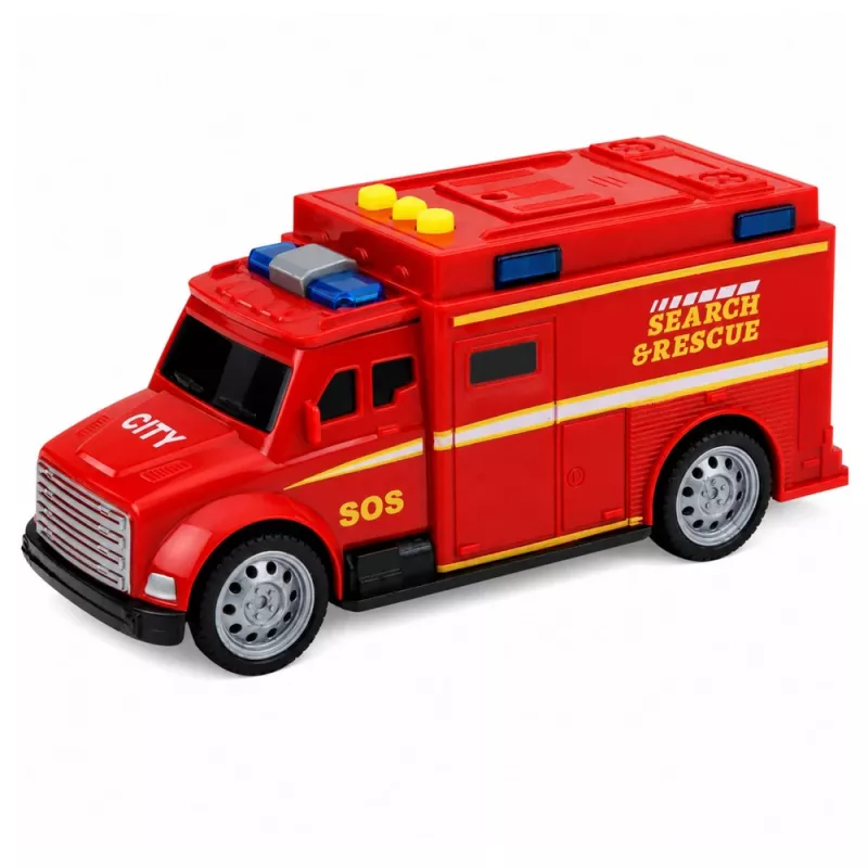 LEAN TOYS Vehículo de emergencia ambulancia luz sonido rojo 1:32