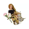 LEAN TOYS Muñeca Emily con gato de rosas y pelo largo