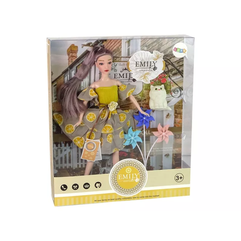 LEAN TOYS Muñeca Emily con gato molino para niños