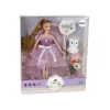 LEAN TOYS Muñeca bebé Emily de pelo largo con gato blanco