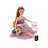 LEAN TOYS Muñeca bebé Emily de pelo largo con gato blanco