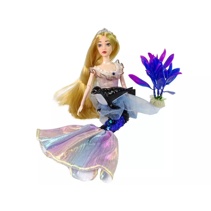 LEAN TOYS Muñeca bebé Emily la Sirena con accesorios verdes