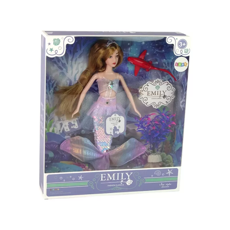 LEAN TOYS Muñeca bebé Emily la Sirena con accesorios rosas