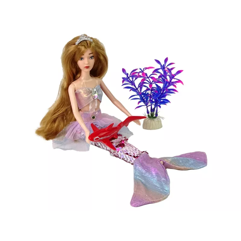 LEAN TOYS Muñeca bebé Emily la Sirena con accesorios rosas