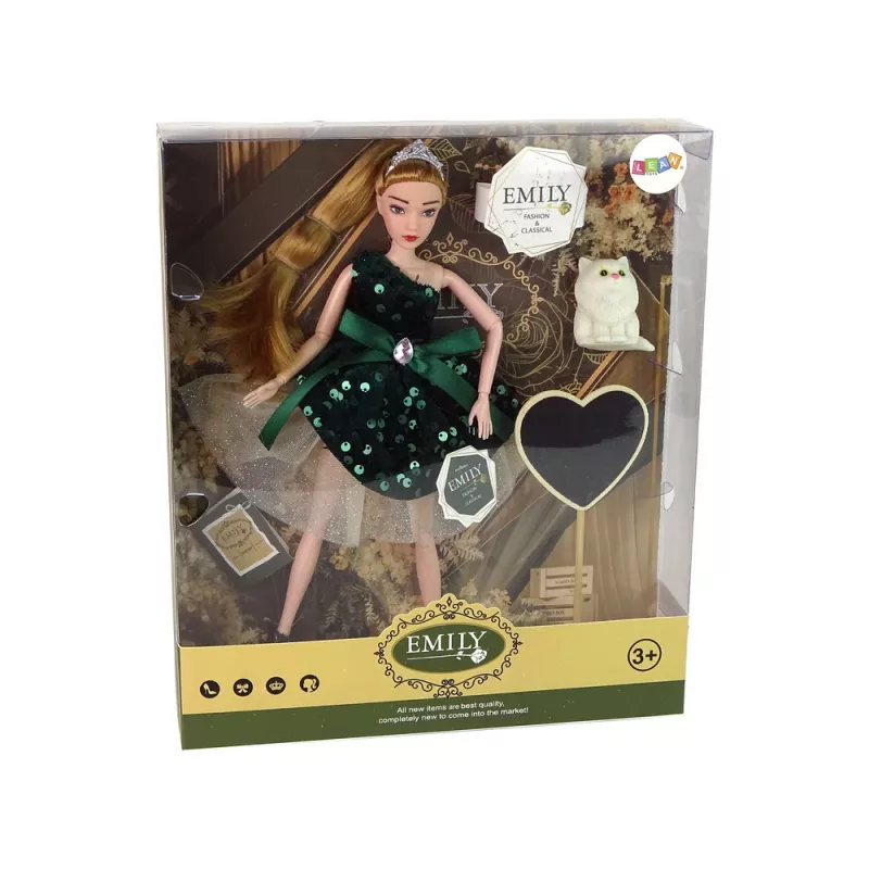 LEAN TOYS Muñeca bebé Emily Wooden Heart gato blanco