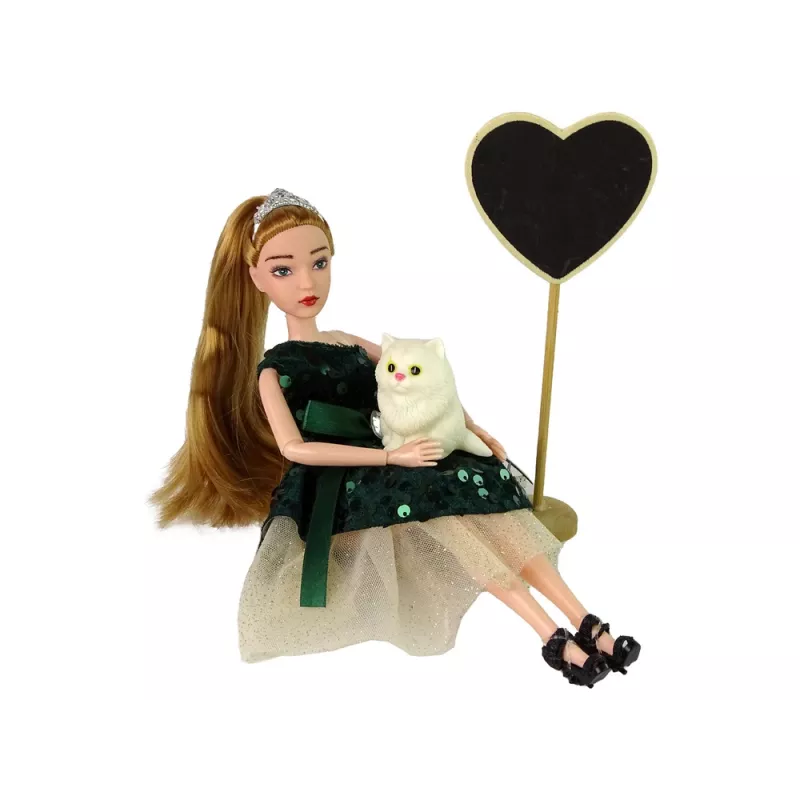 LEAN TOYS Muñeca bebé Emily Wooden Heart gato blanco