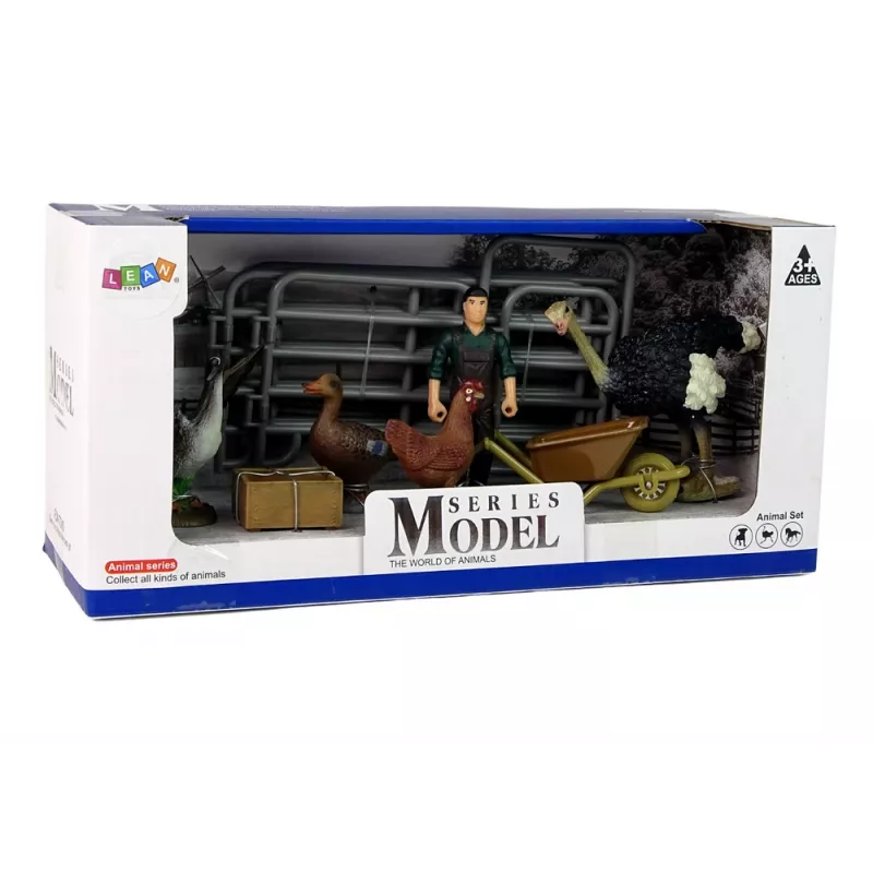LEAN TOYS Set de figuras de animales de granja granjero pájaros