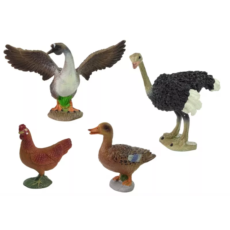 LEAN TOYS Set de figuras de animales de granja granjero pájaros